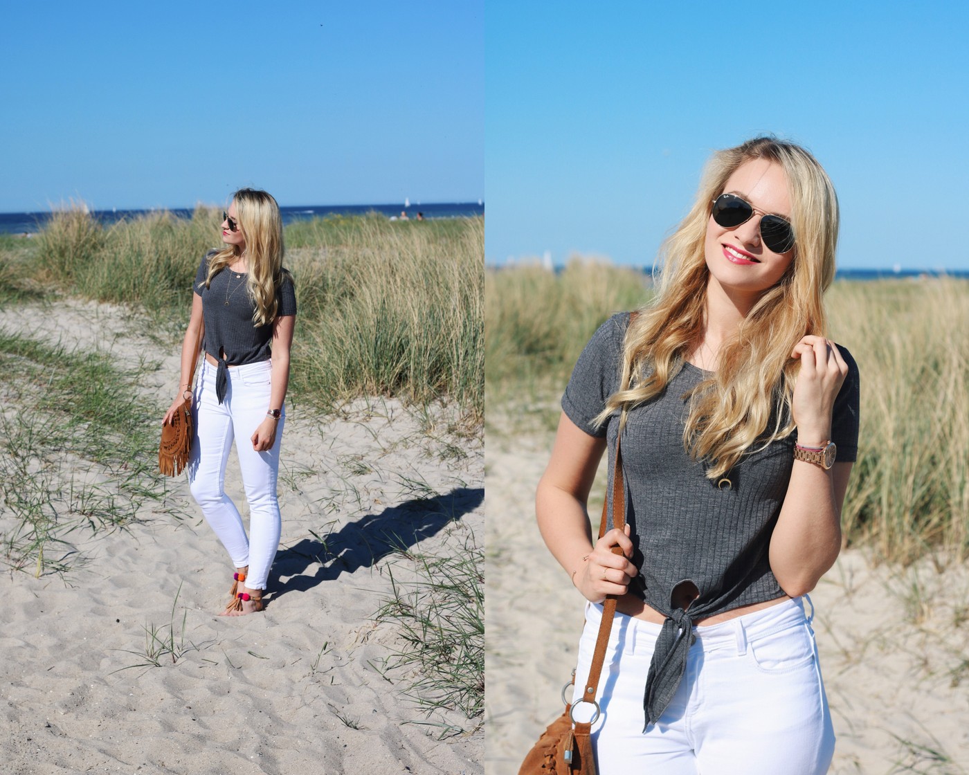 mrsbrightside-rosavivi-look-outfit-blogger-german-summerlook-sommeroutfit-ostsee-laboe-kiel-reise-travel-weiße-jeans-zara-shirt-aboutyou-bag-fringe-leder-rayban-michael-kors