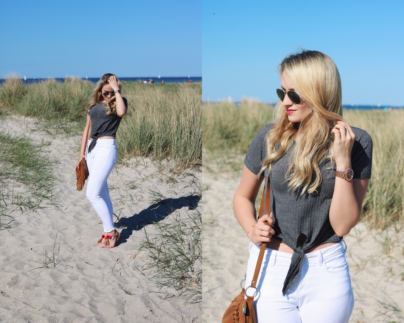 mrsbrightside-rosavivi-look-outfit-blogger-german-summerlook-sommeroutfit-ostsee-laboe-kiel-reise-travel-weiße-jeans-zara-shirt-aboutyou-bag-fringe-leder-rayban-michael-kors