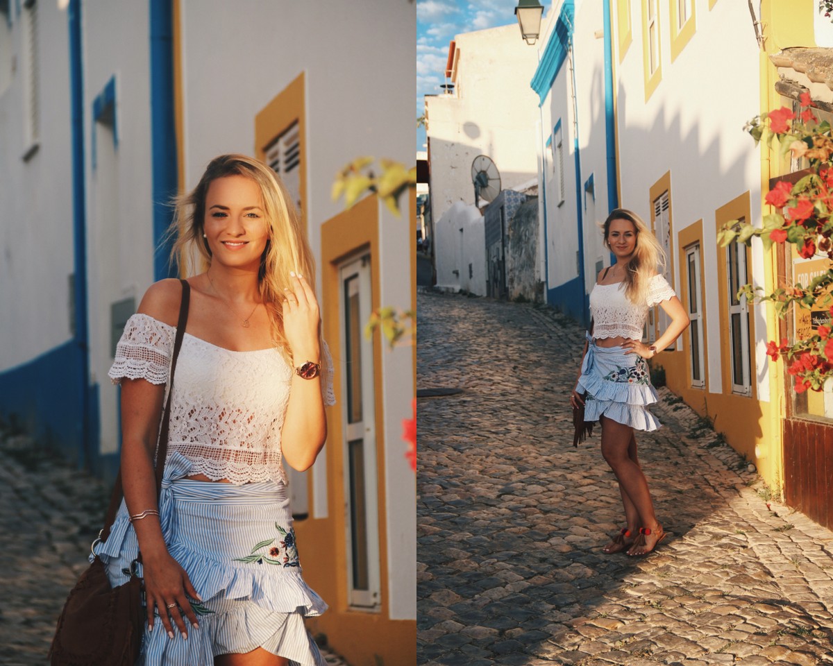 Blogger Mrs.Brightside Rosavivi Lissabon Portugal Travel Outfit Look Summer Sommer White Lace Skirt Zara Rock Portimao 11