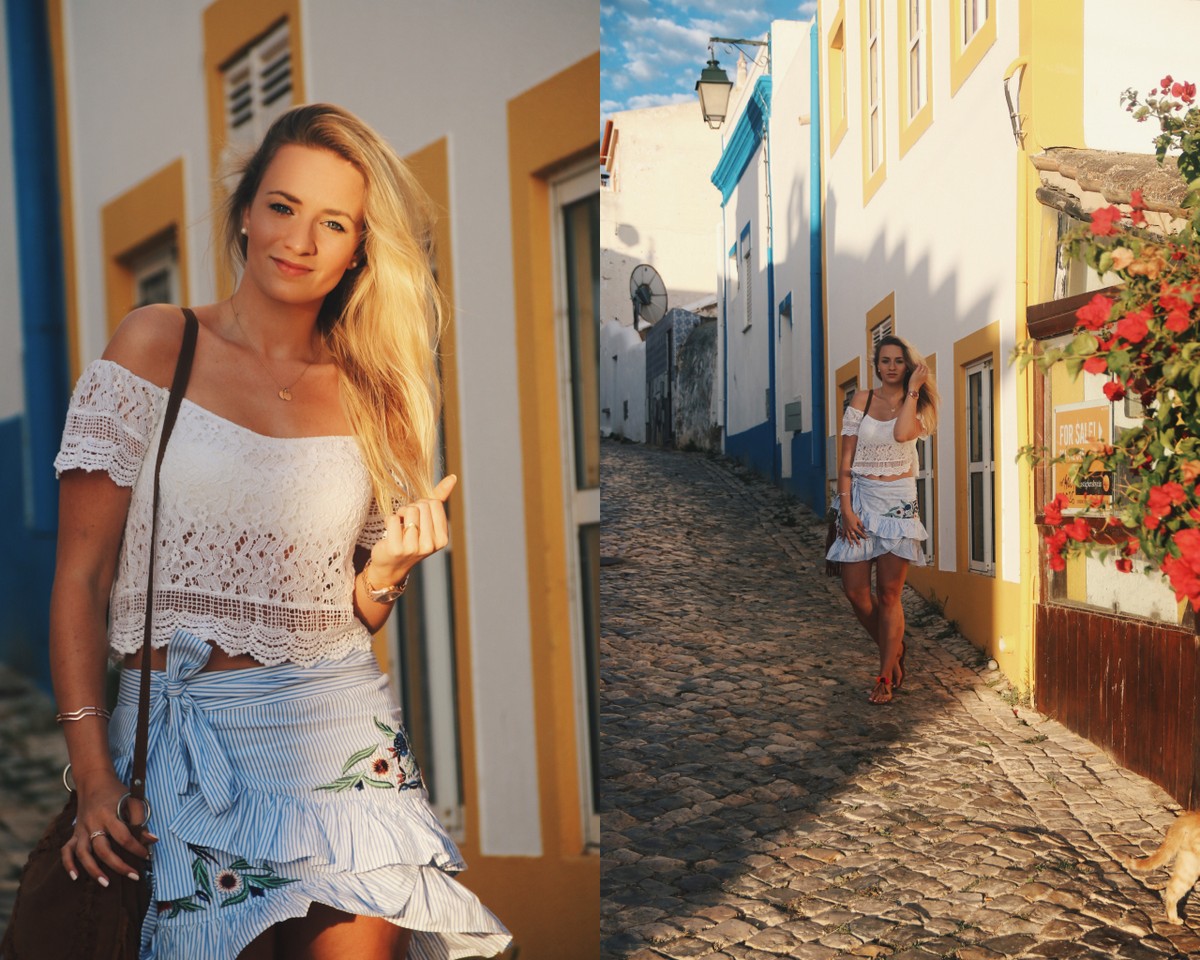 Blogger Mrs.Brightside Rosavivi Lissabon Portugal Travel Outfit Look Summer Sommer White Lace Skirt Zara Rock Portimao 11