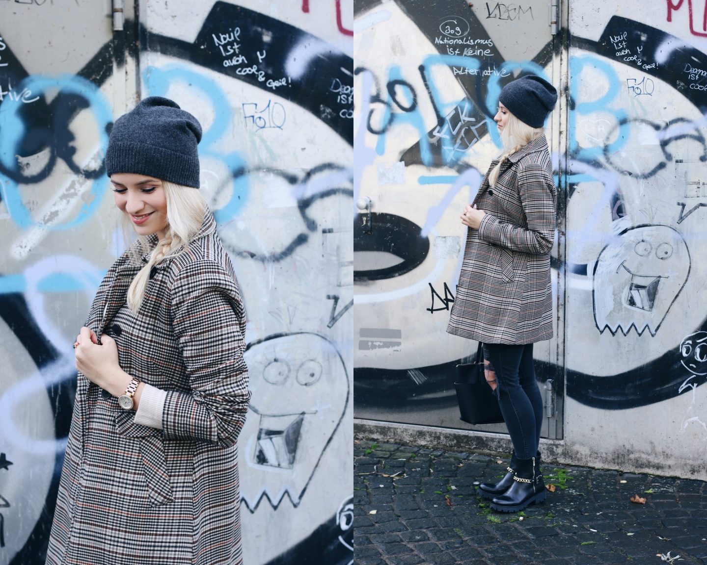 Mrs. Brightside Blogger Herbstoutfit Herbsttrend Creme Beige Beanie Kaschmir Boots Herbst