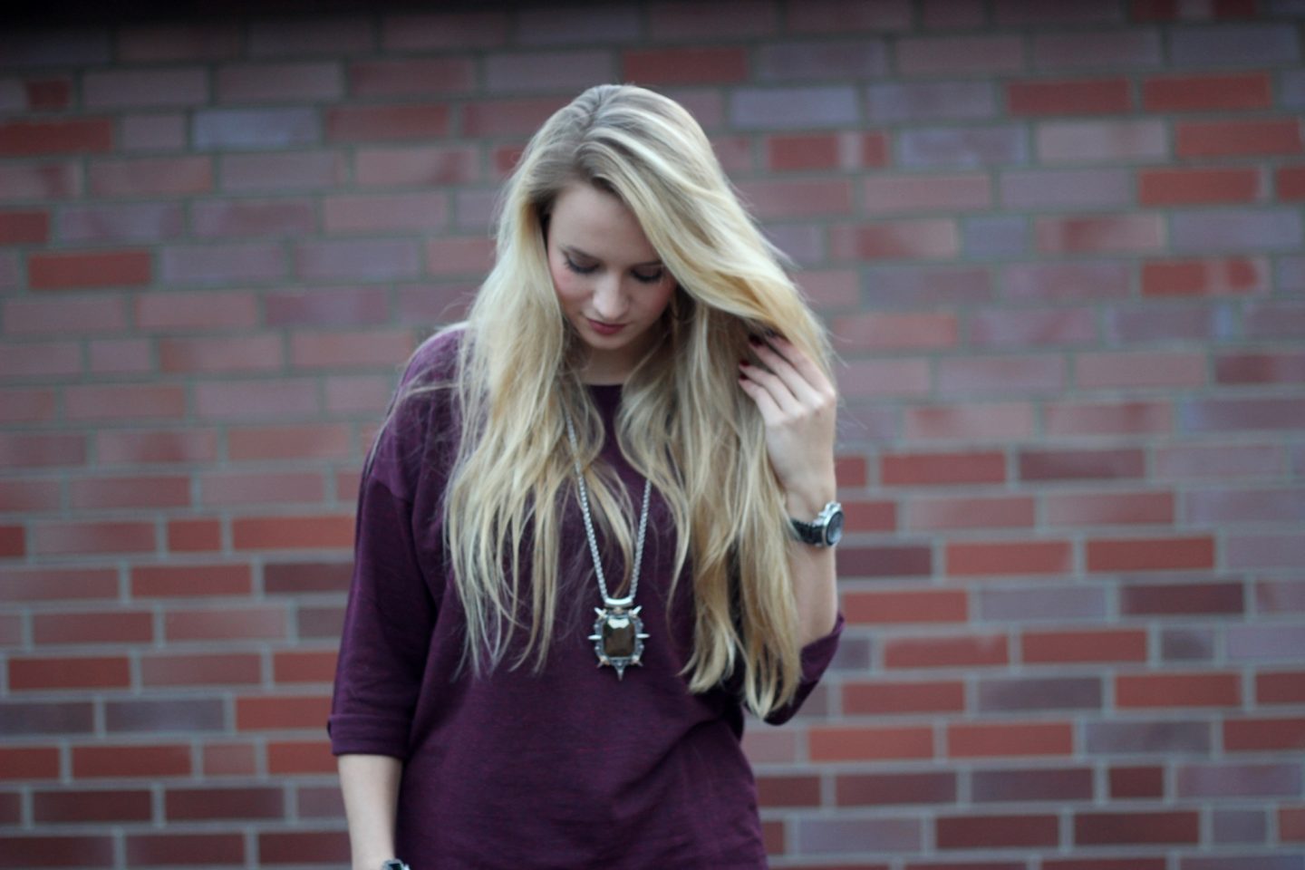 Outfit: Black Lace & Burgundy Sweater