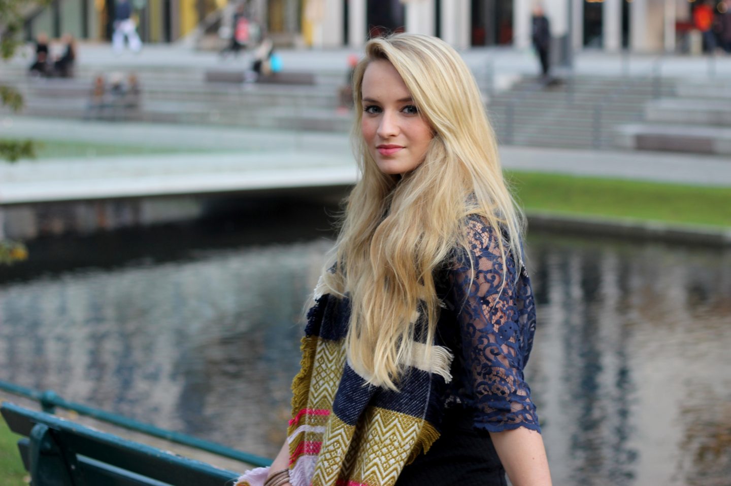 Outfit: Navy Blue Lace Shirt & Favorite Zara Scarf